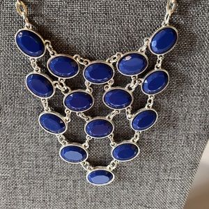 Blue Chain Mail Silver Statement Necklace